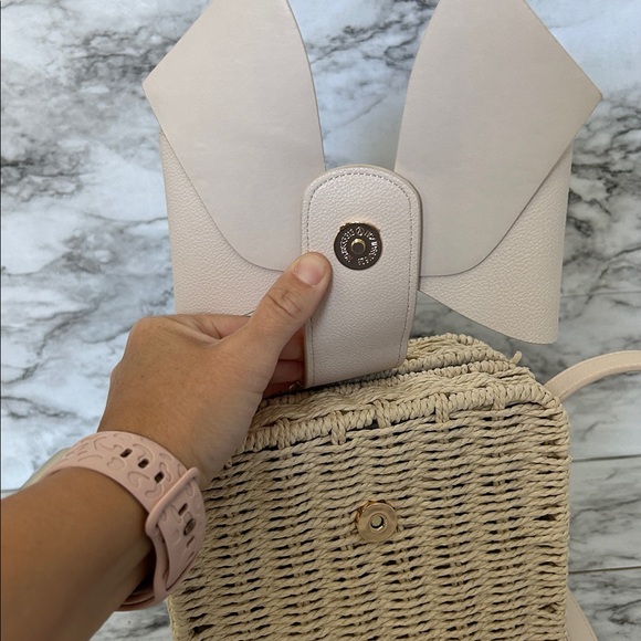 Like Dreams Poppy vegan Bow Tie Straw woven basket purse Crossbody bag coquette - Picture 6 of 13